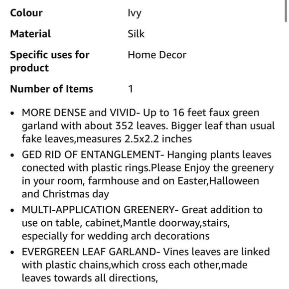 Green Artificial Greenery 15’ - Picture 2 of 3